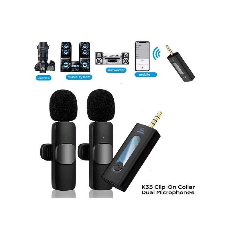 K35 Dual Wireless Lavalier 3.5mm Microphone special for Vlogger