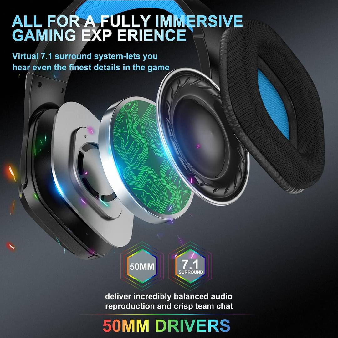 L1 Gaming Headset with Mic for PC, PS4, Xbox, Laptop – 7.1 Surround Sound, Noise Cancellation