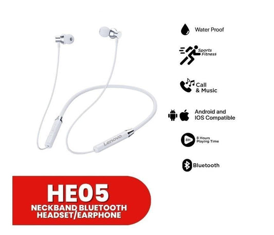 White Long-Lasting Battery With Fast Charge Wireless Neckband Earphone