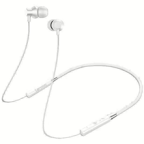 White Long-Lasting Battery With Fast Charge Wireless Neckband Earphone